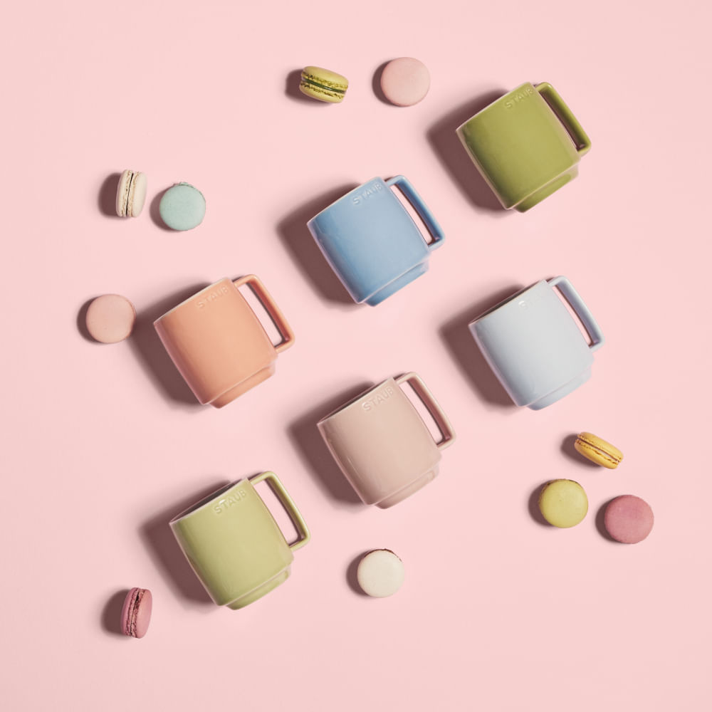 Conjunto de canecas Staub coloridas de 100ml - azul, verde, rosa